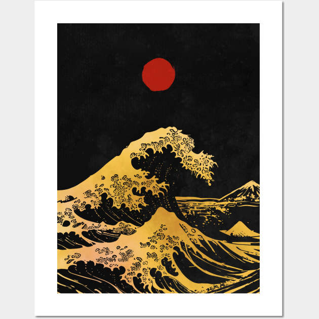 Hokusai wave gold Wall Art by MCAshe spiritual art 